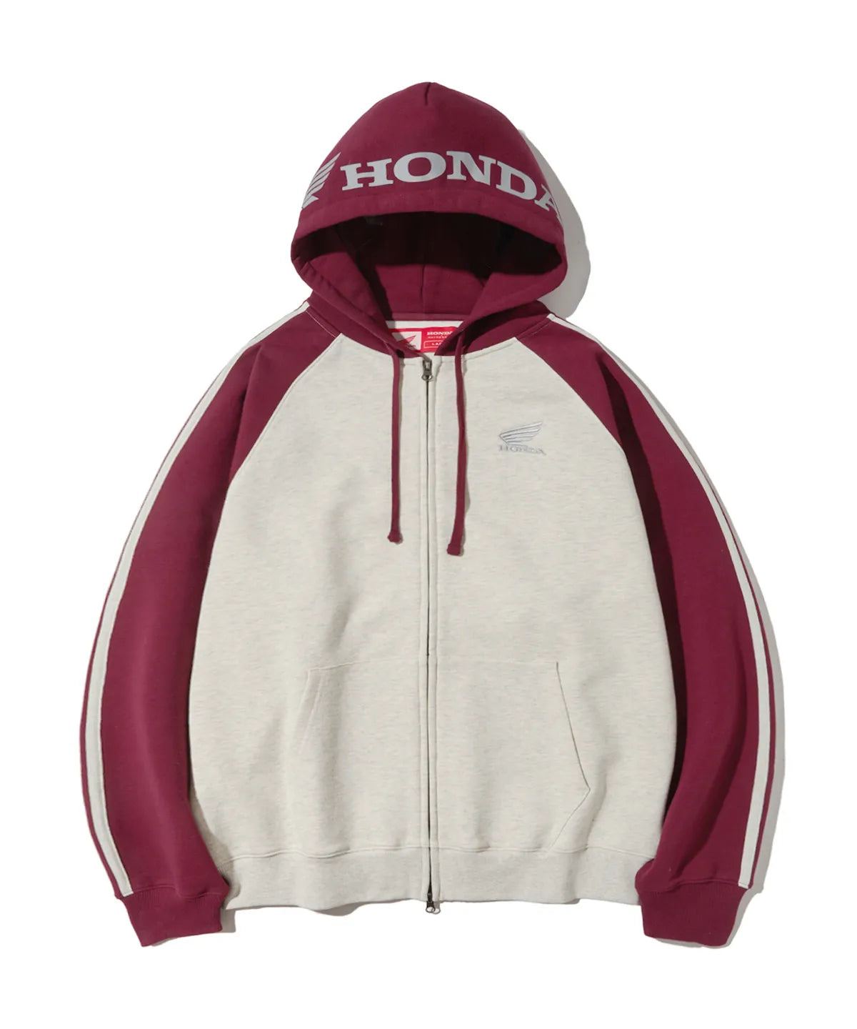 Honda Point logo Raglan Hoodie Zip-up_Oatmeal_s size