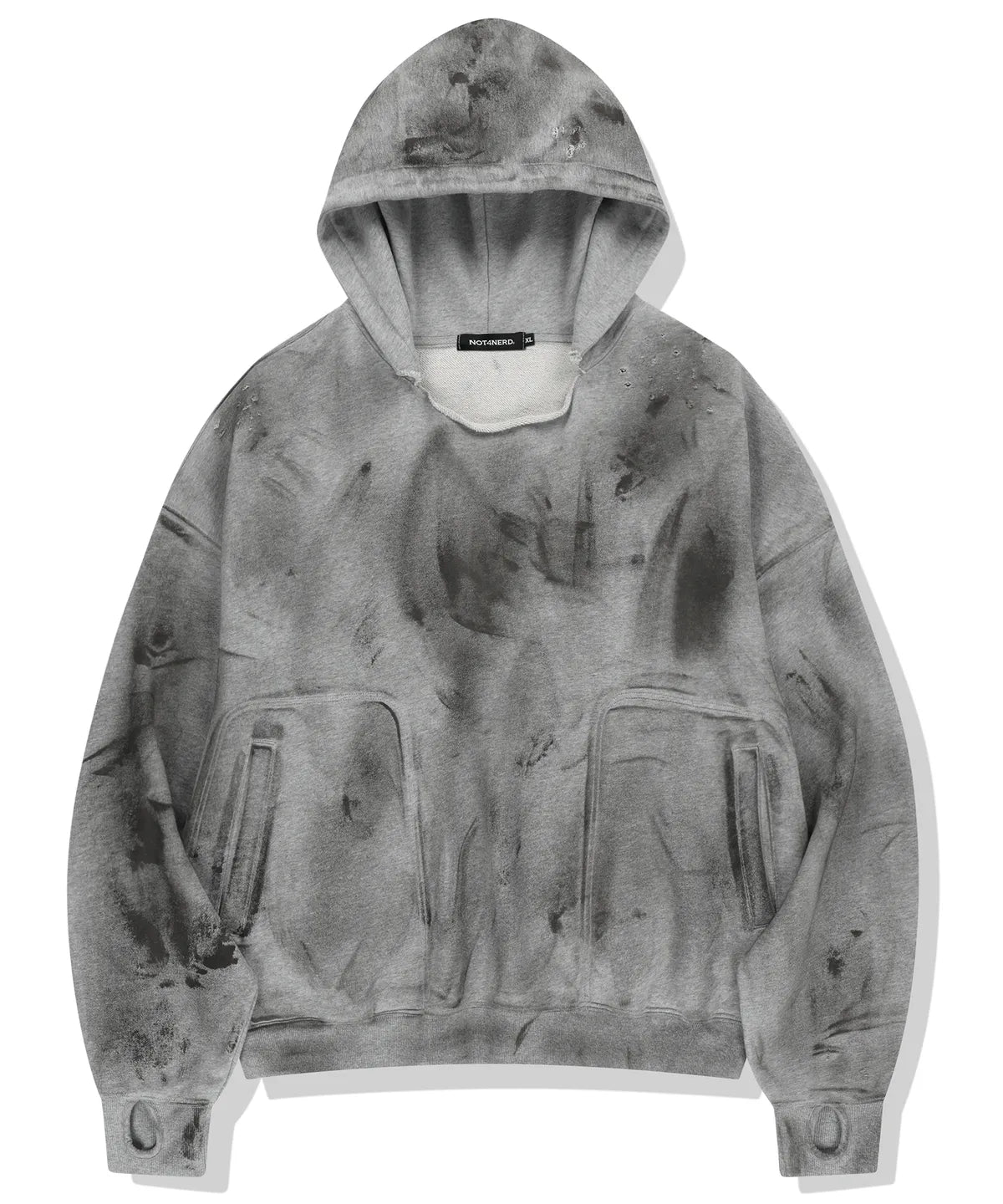 Damage Washed Hoddie -_leeknow
