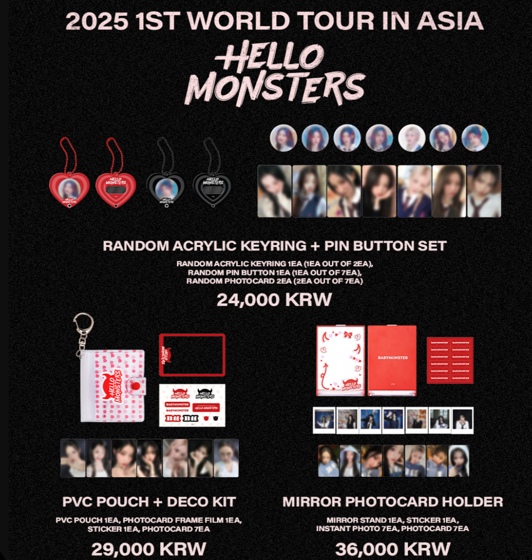 BABYMONSTER 1st WORLD TOUR <HELLO MONSTERS> - 03 RANDOM ACRYLIC KEYRING + PIN BUTTON SET