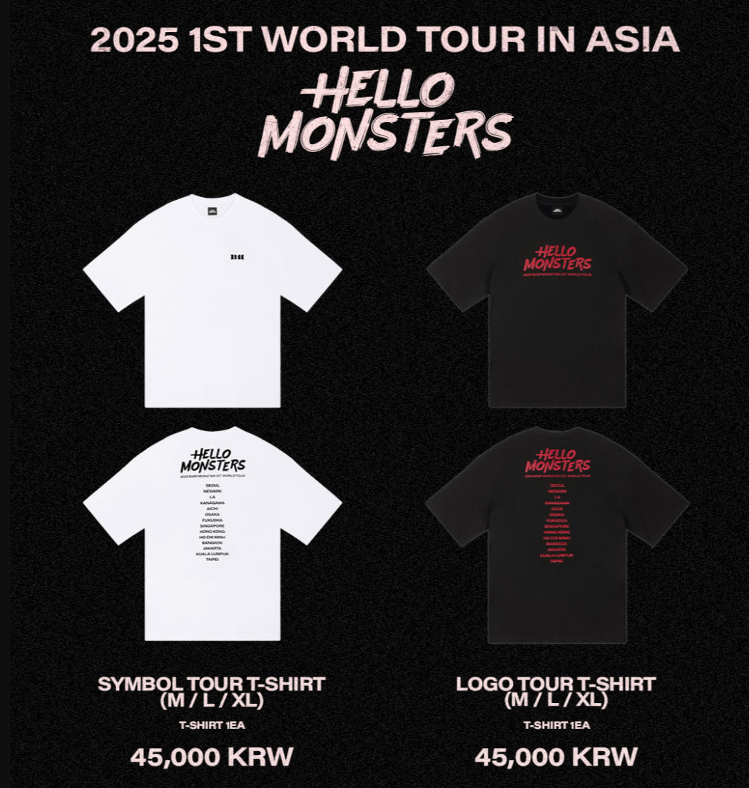 BABYMONSTER 1st WORLD TOUR <HELLO MONSTERS> - 08 SYMBOL TOUR T-SHIRT / LOGO TOUR T-SHIRT (M / L / XL)
