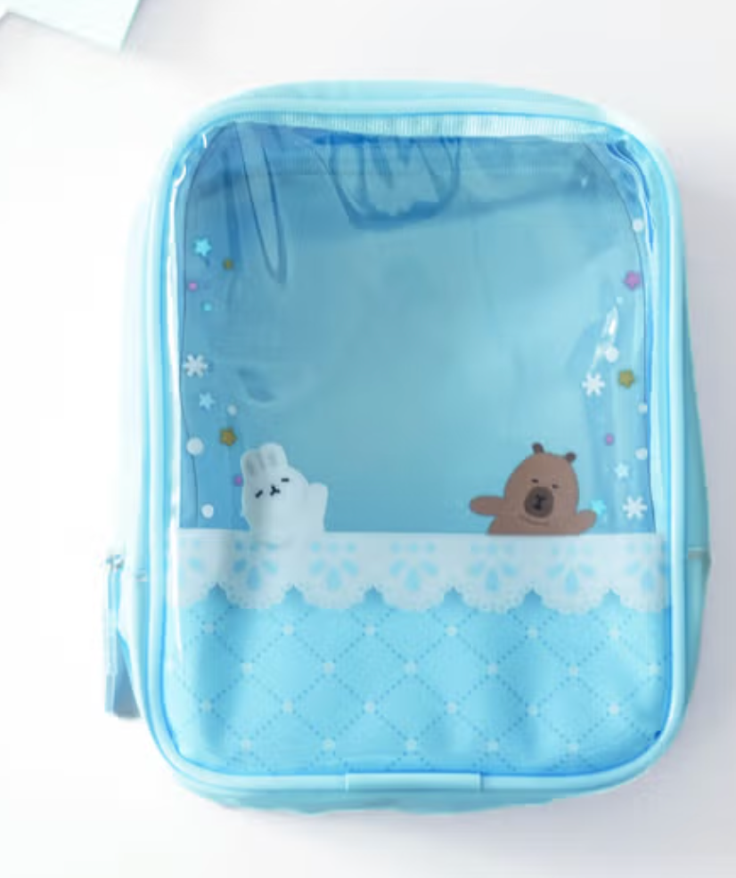 Blue & White Transparent Pouch