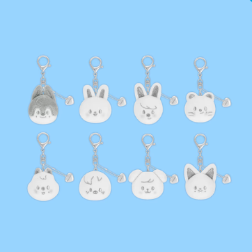 **OFFLINE** SKZOO FACE KEYRING SILVER Ver. -  Stray Kids World Tour MD